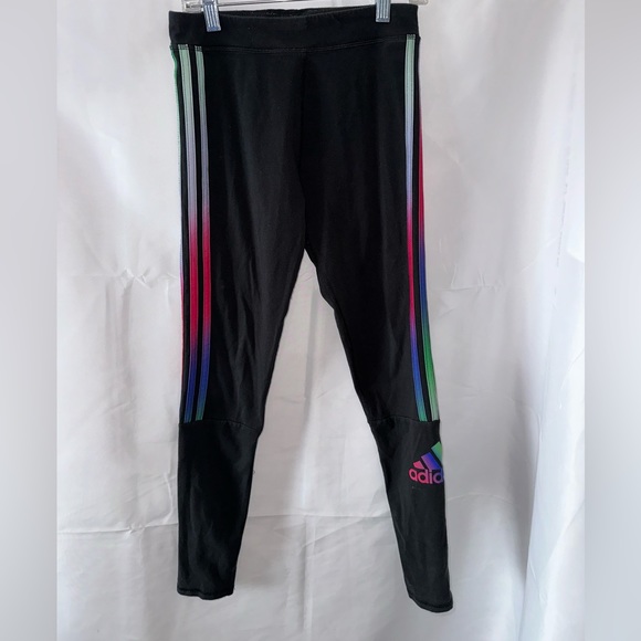 Adidas Black joggers with Rainbow Trim Youth XL 16 - Picture 1 of 7